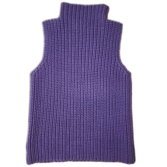 Linda Allard Ellen Tracy Purple Sleeveless Knit Mock Neck Sweater Size M - Picture 2 of 6